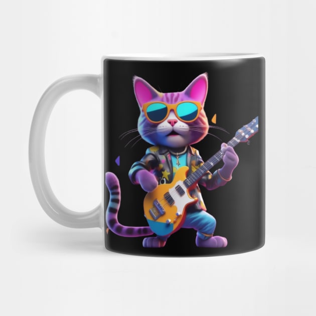 A Cat Who Is The Essence Of A Cool And Funky Guitarist by Musical Art By Andrew